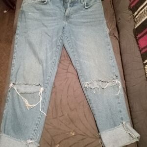 Forever 21 Light Blue Distressed Boyfriend Jeans